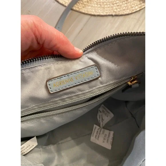 Adrienne Vittadini Two-Tone Light Gray Crossbody Bag with Dark Gray Trim - Picture 12 of 13